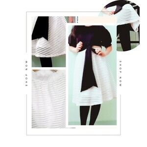 Vintage Iris White Hollow Fit and Flare Minimalist Fully Lined Mesh  Skirt  Sml